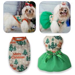 Dog Apparel 2022 Christmas Pet Princess Dress Vest Tree Snowflakes Print Fancy Series Couple Clothing