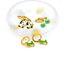 Hoop Earrings 2022 Stainless Steel For Women Animal Girl Boys Panda Frog Dinosaur Christmas Aretes Dinosaurio Aro