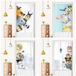 Curtain Cute Cartoon Door Peep Proof Partition Hole Free Bedroom Fabric Half Kitchen Customised Hanging