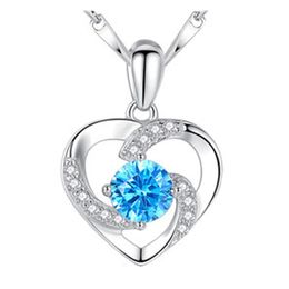 Pendant Necklaces Romantic Heart Necklace Couple Zircon Clavicle Chains Accessories Birthday Gift Drop Delivery Jewelry Pendants Dhglh