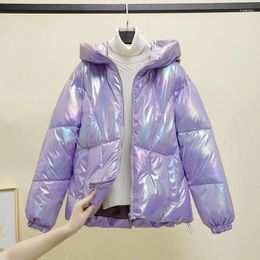 Women's Trench Coats Fashion Cotton Parkas Bright Waterproof Winter Women All-Match Short Hooded Down Padded Jacket Bread Clothing Mujer