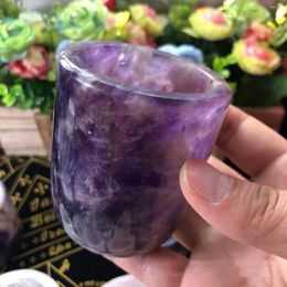 Cups Saucers Natural Crystal Amethyst Rose Quartz White Cup High Quality Healing For Gift Collection Craft Home Decor