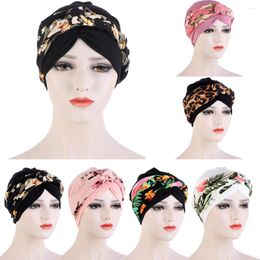 Ethnic Clothing Women Muslim Hijab Bandanas Elastic Head Wrap Headwear Print Lady Hair Hat Beanie Turban Folding Cross Knotted Ribbon Scarf