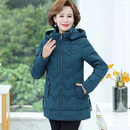 Women's Trench Coats Winter Women's Jacket Hooded Cotton Padded Middle-Aged Female Parkas Overcoat High Quality Short Ladies Down