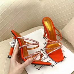 Sandals Satin Crystal decorative High heeled sandal rhinestone -encrusted strap spool Heels sky-high heel for women summer luxury designers shoes party35---42size