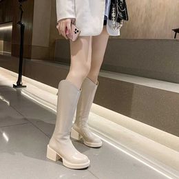 Hot Knee Length Boots For Women Women Autumn And Winter New British Thin Thick Bottomed Knight Small Heel High Woman Shoes 221220