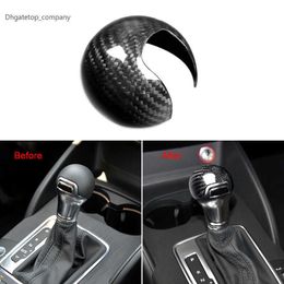 Carbon Fiber Pattern Gear Shift Knob Handle Trim Cover Sticker Fit For Audi A3 S3 2014 2015 2016 2017 2018