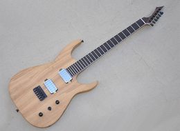 6 Strings Natural Wood Color Electric Guitar with Humbuckers Pickups Rosewood Fretboard 24 Frets Customized Color/Logo Available