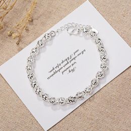 Link Bracelets 2022 Fine Pretty Lovely Hollow Ball Chain 925 Sterling Silver Bracelet For Women Fashion Wedding Party Couple Gifts Jewellery