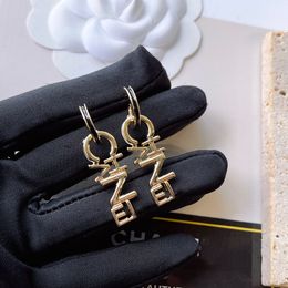 Simple 18K Gold Plated Luxury Brand Designers Letters Stud Stainless steel Geometric Famous Women Inlay Crystal Rhinestone Earring Wedding Party Jewerlry A851