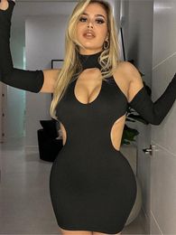 Casual Dresses Elegant Off Shoulder Bodycon Mini Dress For Women Summer Sexy Cut Out Tank Party Club Outfits Black Woman Clothing