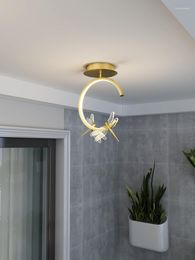 Ceiling Lights Modern Minimalist Corridor Aisle Light Creative Nordic Cloakroom Balcony Restaurant LED Gold/Black Dragonfly Iron