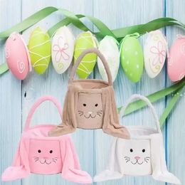 Plush Easter Bag Festive Floffy Soft Easters Bunny Bucket Long Ear Decor Rabbit Basket Cute Treats Storage Buckets bb1220