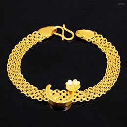 Link Bracelets Muslim Design Flower Shape Women Fashion Golden Charm Bracelet African Gold Jewelry Women's Wedding Party Holiday Gift