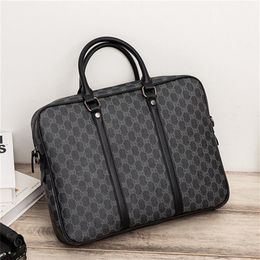 Factory whole men bag business horizontal leather mens handbag classic printed businesses briefcase street trend Joker plaid s3083