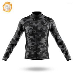 Racing Jackets Camouflage Long Sleeves Cycling Jerseys Men's Winter Thermal Fleece Bicycle Clothing Warm Mountain Bike