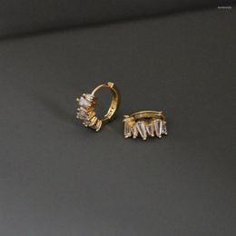 Hoop Earrings Trendy Shiny Irregular Zircon Circle Ear Cuff Earring For Women Classic Geometric 8mm Closed Round Copper Jewellery
