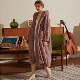 Women's Sleepwear Wasteheart Winter Fashion Pink Sexy Female Robe Lingerie Flannel Luxury Nightwear Woven Hooded Bathrobe Keep Warm