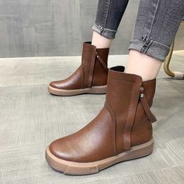 Size 42 Martin women Boots leather Women Autumn and Winter 2022 New Children's English Short Double Zipper Boots woman shoes 221220