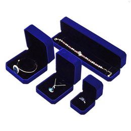 Jewellery Boxes Fashion Square Veet Blue Packaging For Pendant Necklace Rings Bracelet Bangle Wedding Engagement Gift Display Case 316 Dhau4