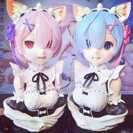 Gun Toys Relife In A Different World From Zero Rem Ram GK Bust Figure Toys Collectible Model PVC Doll Anime Figure