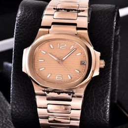 3 Color Nautilus 18k Rose Gold Quartz Movement Date Watch 7010R-011 35mm Ladies Women Fashion Watches345Z