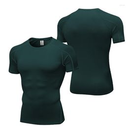 Magliette da uomo a manica corta sudore che asciuga verde asciugatura veloce t-shirt fitness running addestrando la guardia della corsa degli uomini