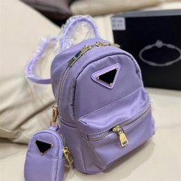 Designers Simple Womens Mini Backpack Women Nylon Triangle Badge Shoulder Cross Body Messenger Bag Luxury Backpacks Travel Bags Fo291l