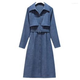 Casual Dresses Women Winter Elegant Shirt Dress Fashion Plus Size Single-breasted Big Long Sleeve Midi Party With Belt Vestidos