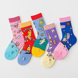 Women Socks Autumn And Winter Women's Candy Color Creative Lolita Japanese Cartoon Series Warm Breathable Leisure