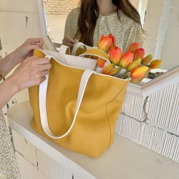 Evening Bags Large Capacity Women Daily Tote Bag Soft PU Leather Ladies Big Shoulder Fashion Yellow Double Sided Female Purse Handbags