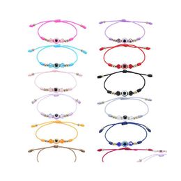 Beaded Devils Eye Bracelet Crystal Strands Boys Girls Lucky Adjustable Braid Knitting Drop Delivery Jewellery Bracelets Dhkbw