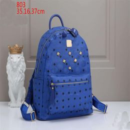 Leather High Quality Luxury mens women's rivet famous Backpack Designer lady Mbackpacks Bags Women Men Fashion School Bag357M