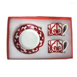 Cups Saucers Catering Bone China Cup Multi-style Simple Ceramic Tiki Tea Mugs Coffee And Saucer Dish With Pattern Set 2PCS/Set Box