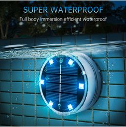 Solar Garden Lights LED Pool Light RGB Colour Changing Underwater Wall Lamp Waterproof Decoration Lights for Pond Fountain Aquarium Patio