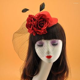 Headpieces Flower Bowler Hat Tiara Women Vintage Hair Dress Accessories Korea Japan Black White