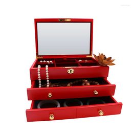 Jewellery Pouches Wooden Box With Lock Retro Flannel Storage Bracelet Processing Custom