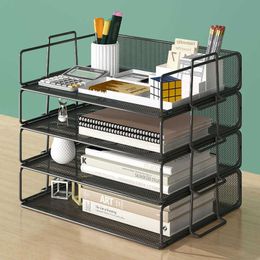 A4 Multi-Layer Metal File Rack Can Be Superimposed Storage Box Folder Office Desktop Art Shelf