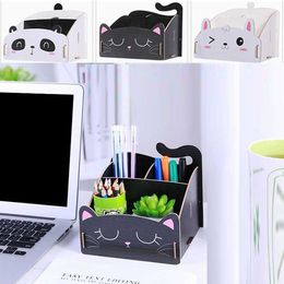 Creative Wood Desk Office Organiser Storage Pen Holder top Pencil Sundries Stationery Badge Box Cute Accessories