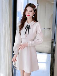 Casual Dresses Women's Autumn And Winter Woollen Dress Korean Fashion Short Skirt Xiaoxiangfeng Thin French Long-sleeved
