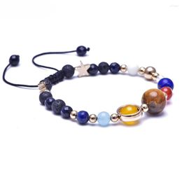 Strand Universe Galaxy Eight Planets Bracelet Guardian Star Natural Solar System Energy Stone Beads 7 Chakra For Men Or Women