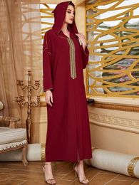 Ethnic Clothing Kaftan Djellaba Moroccan Embroidered Caftan For Women Gandoura Hooded Muslim Arabic Long Dress Islam Dubai Modesty Robe