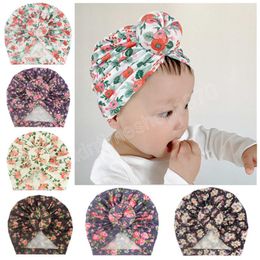 Fashion Printed Round Ball Baby Girls Hats Vintage Flowers Pattern Donut Cap Children Indian Bonnet Photography Headwear