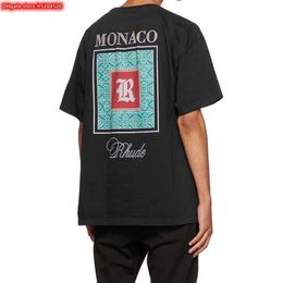 UM1Z Men's t Shirt 2023 New Fashion Brand Rhude Ins American Printed Cotton Short Sleeve Men and Women Lovers Large Size Pullover