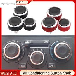 3Pcs/set Aluminum Alloy Car Air Condition Knob AC Button Knob for Nissan TIIDA NV200 LIVINA 04-10 Geniss Sylphy 2012 Accessories