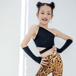 Stage Wear Kids Latin Dance Tops Girls Rumba Practice Vest Professional Ballroom Competition Clothes Samba Tango Clothing DWY5851