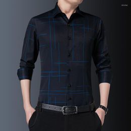 Men's Casual Shirts Fashion Spring And Autumn Smart Longsleeve Shirt For Men Turn-Down Collar Slim Social Work Dress