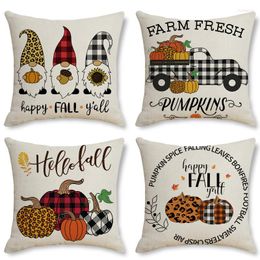 Pillow Thanksgiving Day Covers Hello Autumn Sofa Car Pumpkin Cover 45 45cm Home Decorative Cotton Linen Pillowcase