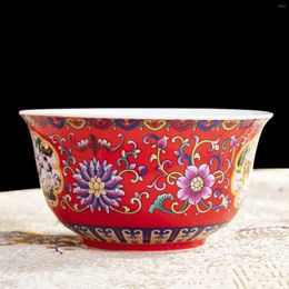 Bowls 4.5inch Auspicious Bowl Ceramic Bone China Lucky Ramen Chinese Porcelain Dinnerware Small Soup Container Decor Gift