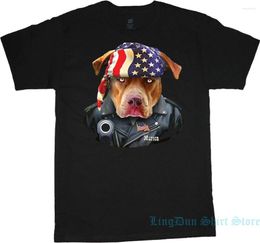 Magliette da uomo T-shirt grandi e alte Bandiera americana Bandana Pitbull Biker 2nd Emendamento Tee Uomo Donna Camicia in cotone Tops Tees
